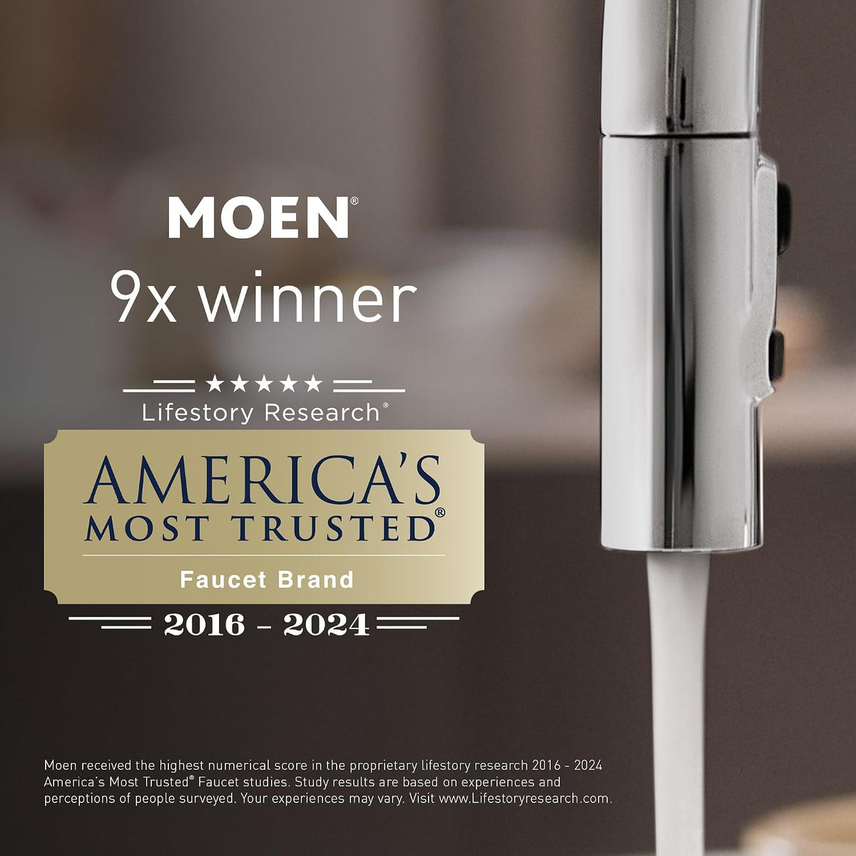 Close up of Moen metallic wall mount bracket finish