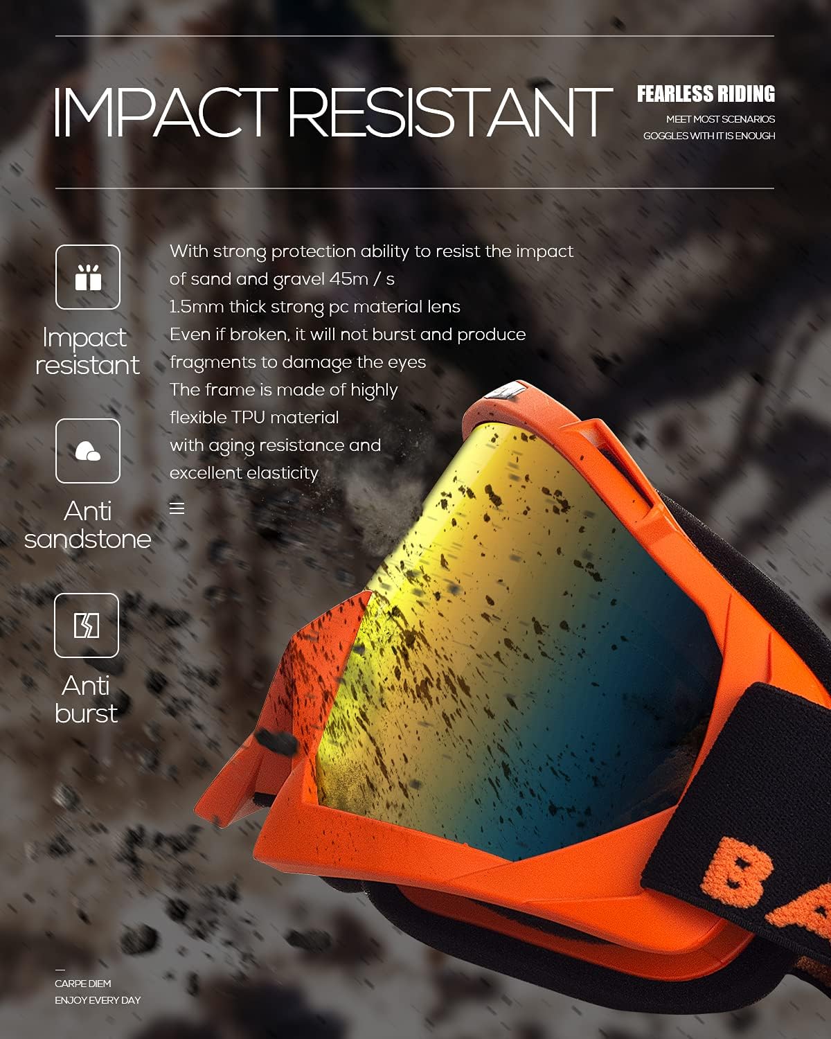 BATFOX sport goggles anti-slip silicone strap