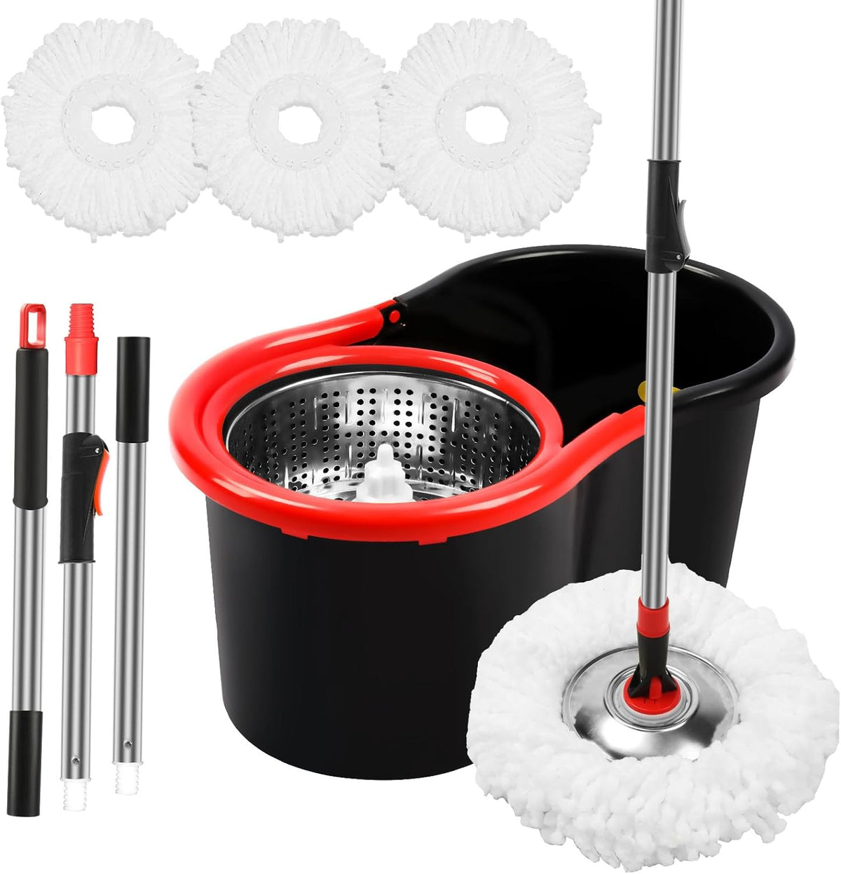 Gzdisbek Spin Mop and Bucket Set front view floor cleaning system.