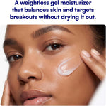 Bliss Clear Genius Clarifying Gel Moisturizer highlighting the oil free lightweight texture for blemish prone skin.