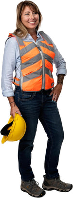 FlexiFreeze Professional Series Ice Vest Hi-Vis Orange 3M reflective fabric closeup