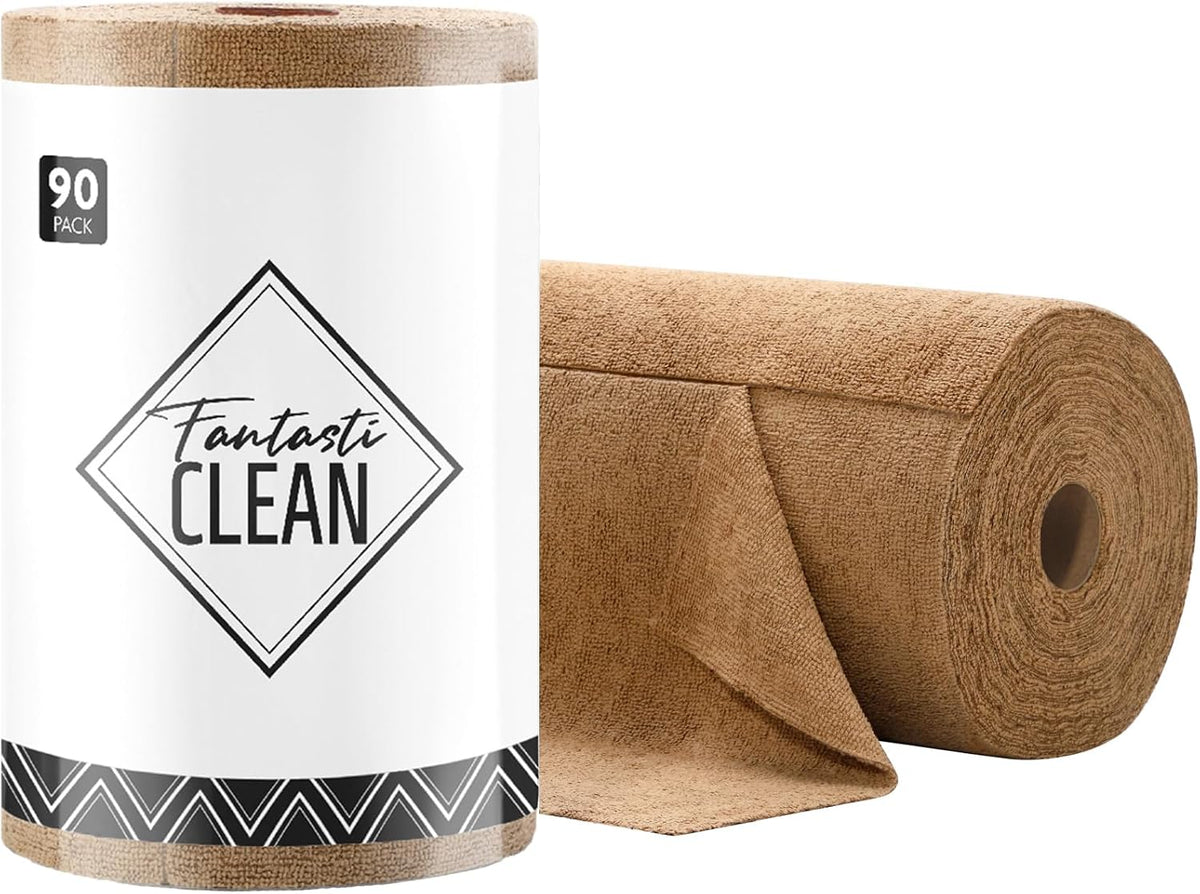 Fantasticlean Microfiber Cleaning Cloth Roll- 60 Sheets,12"x12"(Tan, Beige) | Super Absorbent, Lint-free, Tear-away Microfiber Towel Roll, for All-Purpose Cleaning, Reusable Alternative to Paper Towels - Image 14