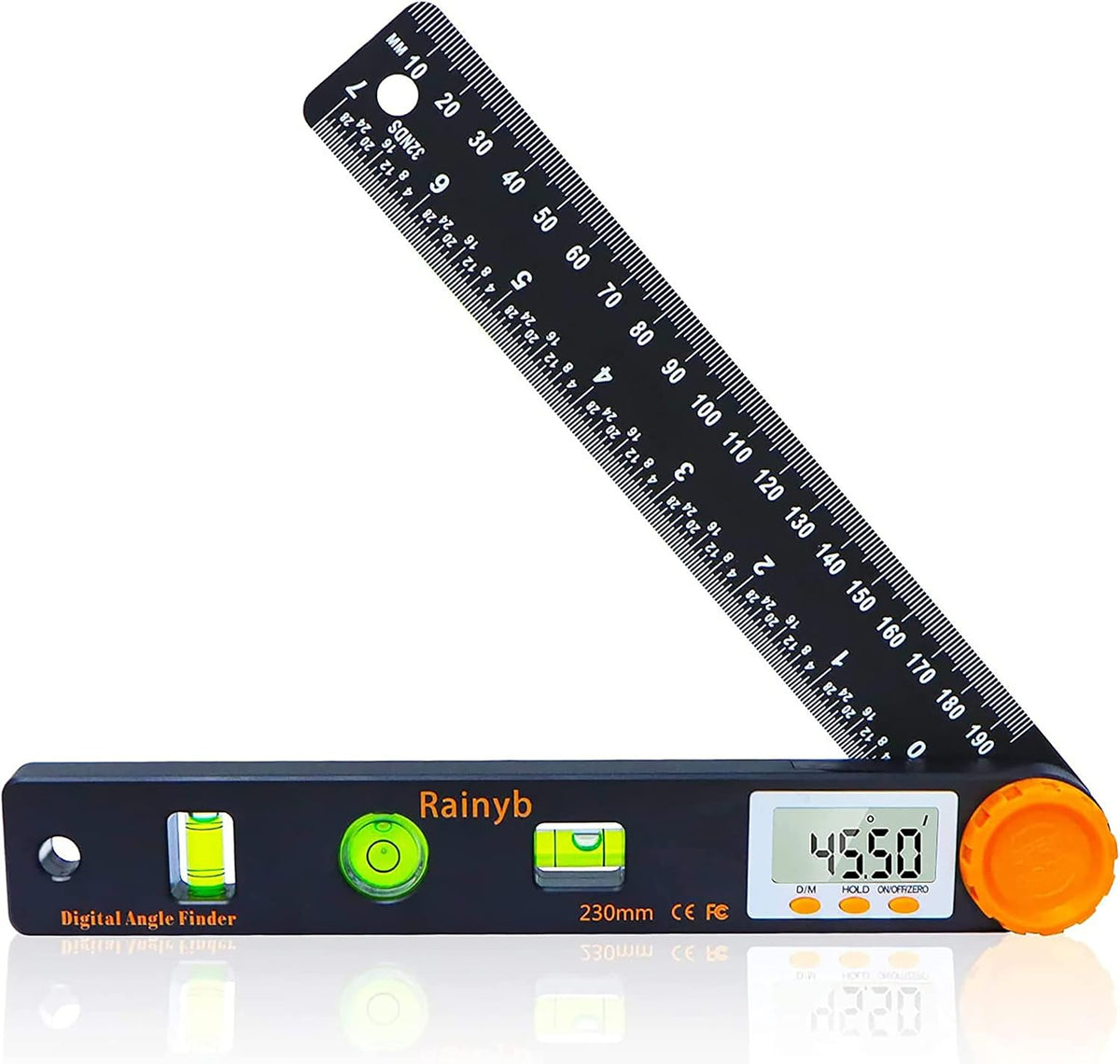 Rainyb digital angle finder tool front view protractor