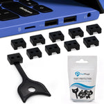 PortPlugs USB-A Port Blockers front view showing ten black inserts and security key