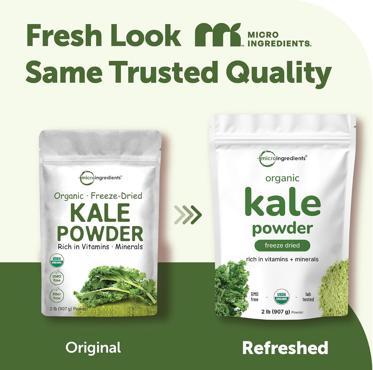 Micro Ingredients organic kale powder texture and fine green powder