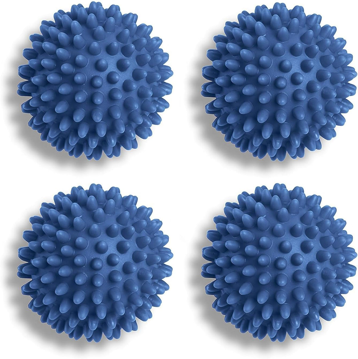 Whitmor Plastic Dryer Balls blue set of four front view eco friendly laundry solution.