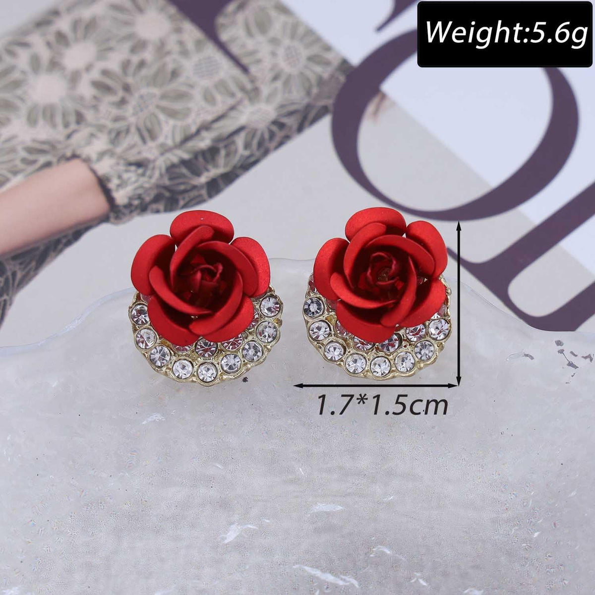 Zeshimb cute boho rose stud earrings in lighting