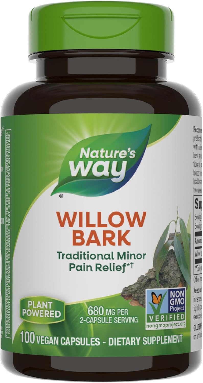 Nature's Way White Willow Bark 400 mg 100 Veggie Caps front bottle view