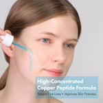 Tosowoong blue tinted copper peptide serum texture being applied to skin