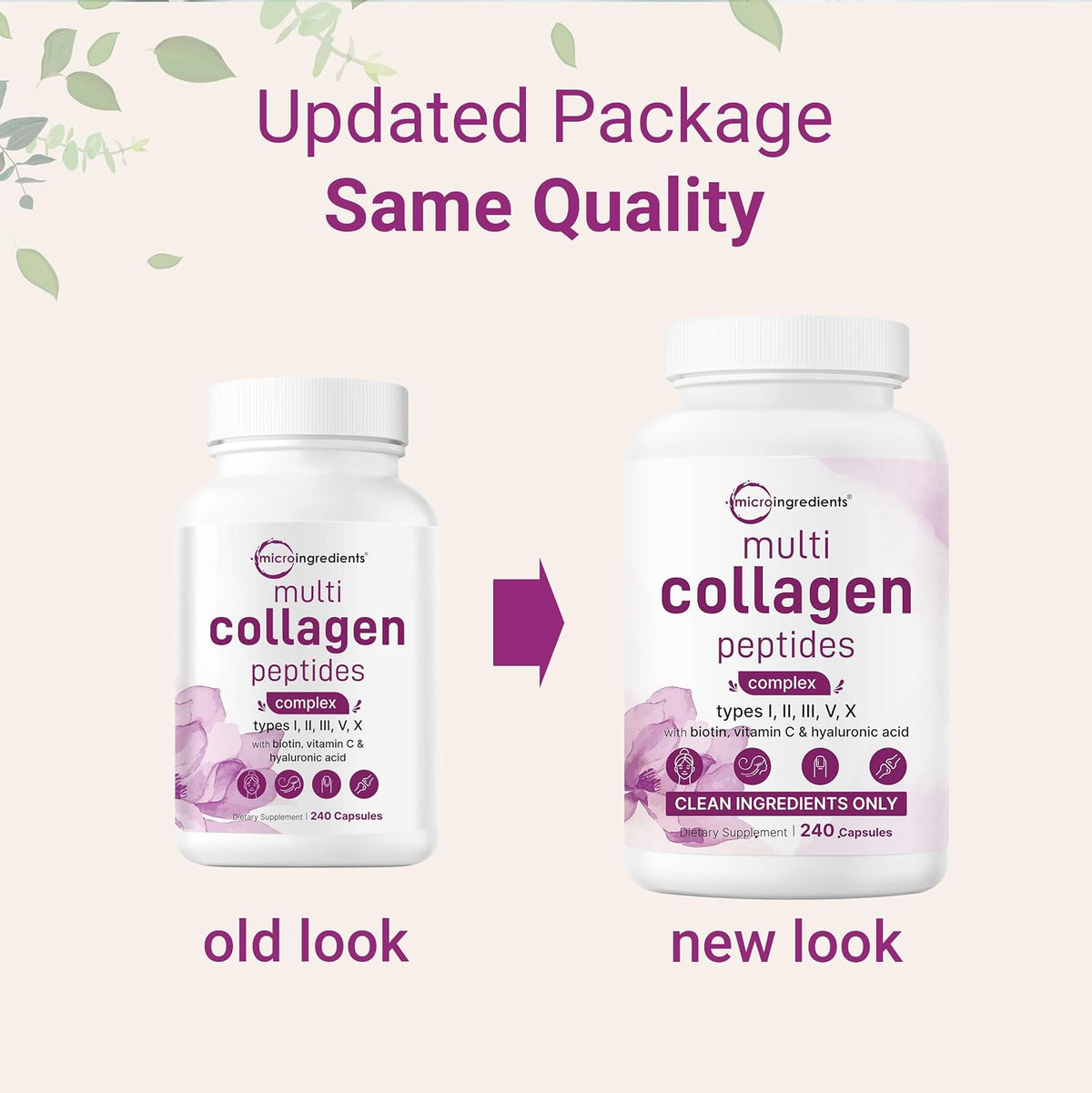 Micro Ingredients Multi Collagen 480 capsules twin pack packaging