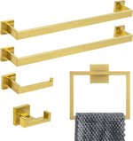 Brushed Gold Towel Bar Set, Lava Odoro 5-Piece Bathroom Hardware Set Gold Towel Rack Towel Holder Set Wall Mounted Stainless Steel, Bathroom Accessories Kit, 23.6-Inch - Image 10