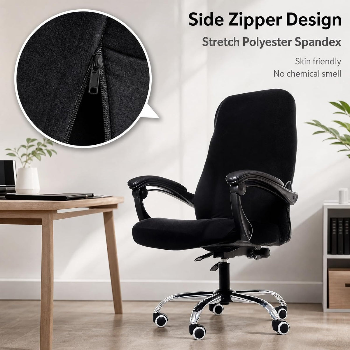 Computer Office Chair Covers for Stretch Universal Rotating Chair Desk Chairs ONLY Chair Covers (Black, Medium) - Image 5