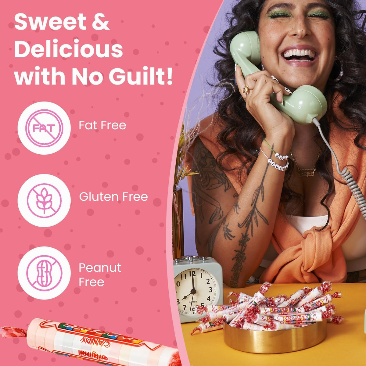 Smarties candy rolls assorted flavors display