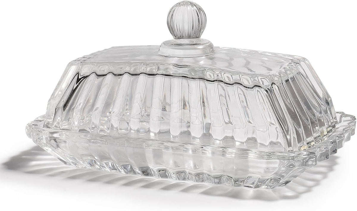 Mamalucky vintage style amber butter dish packaged for home kitchen use