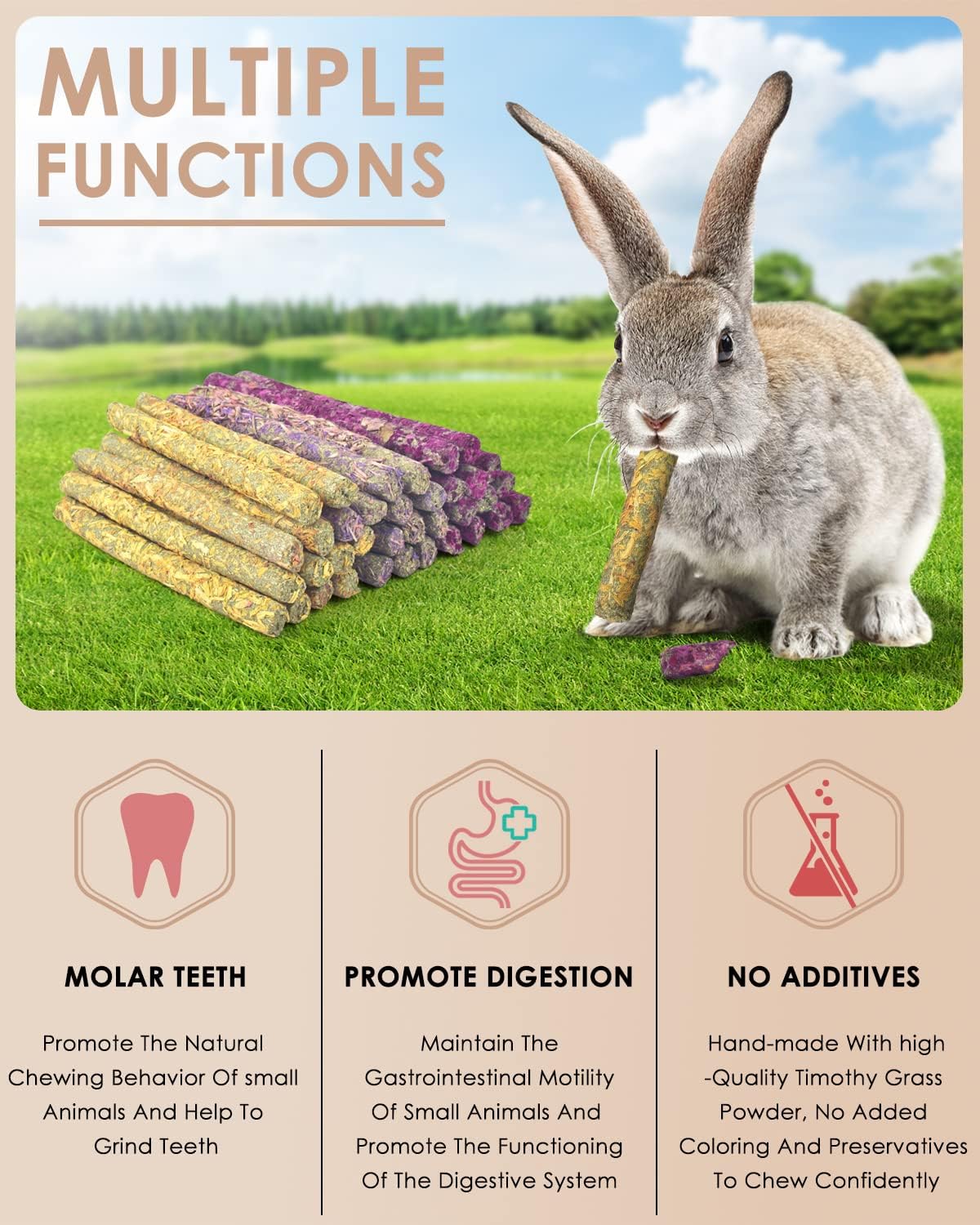 Bissap bunny chew sticks showcasing the natural chrysanthemum flower ingredient variety.