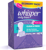 Whisper panty liners box showing 40 count quantity