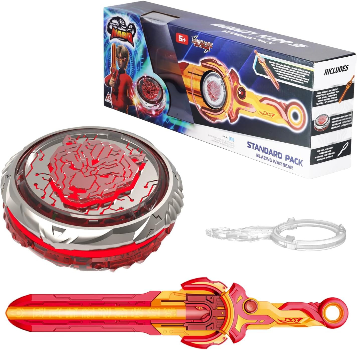 Infinity Nado Blazing War Bear Battle Set front view with sword launcher