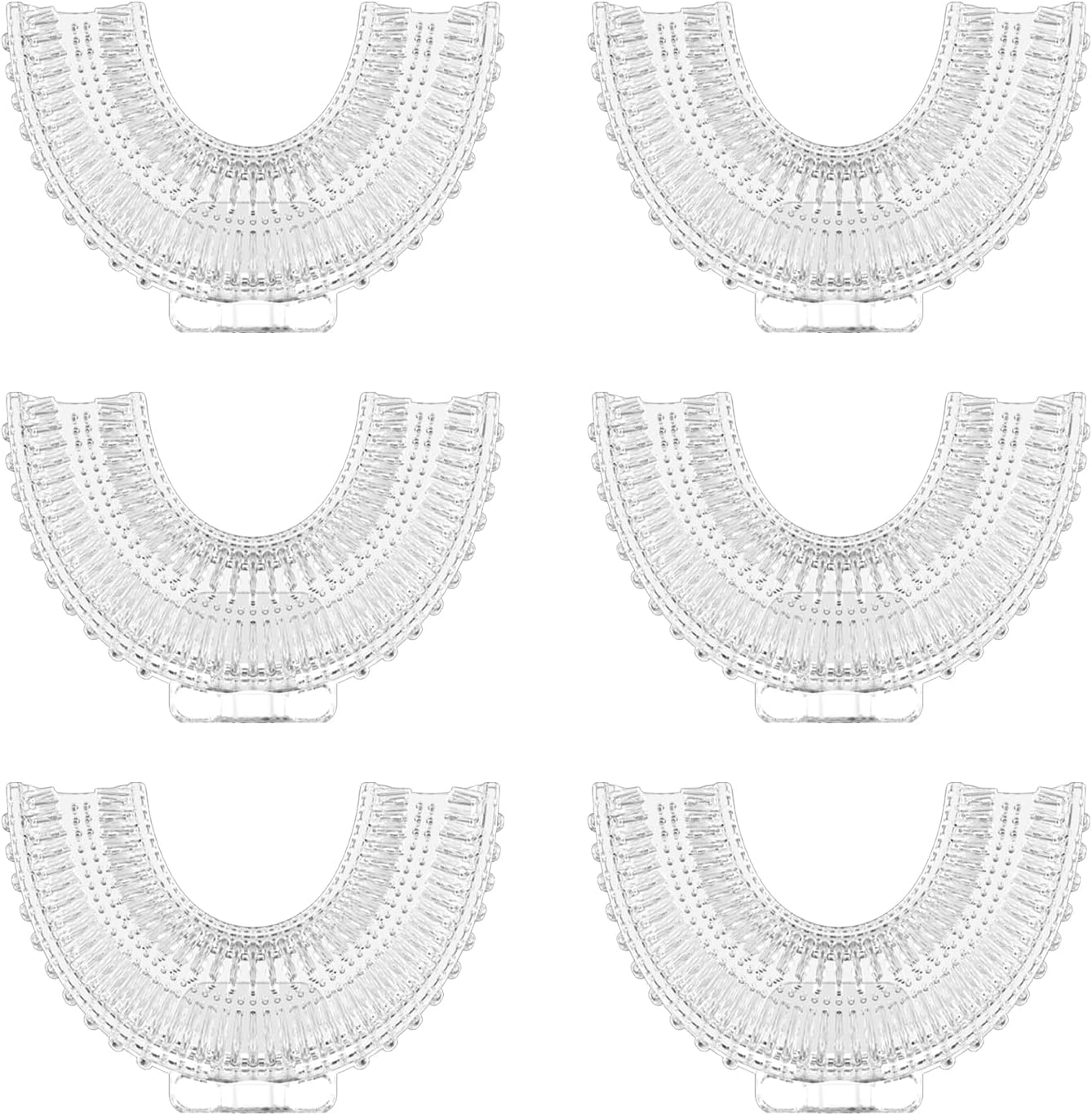 Pequano U Shaped Replacement Toothbrush Heads 6 piece pack front view for kids oral care