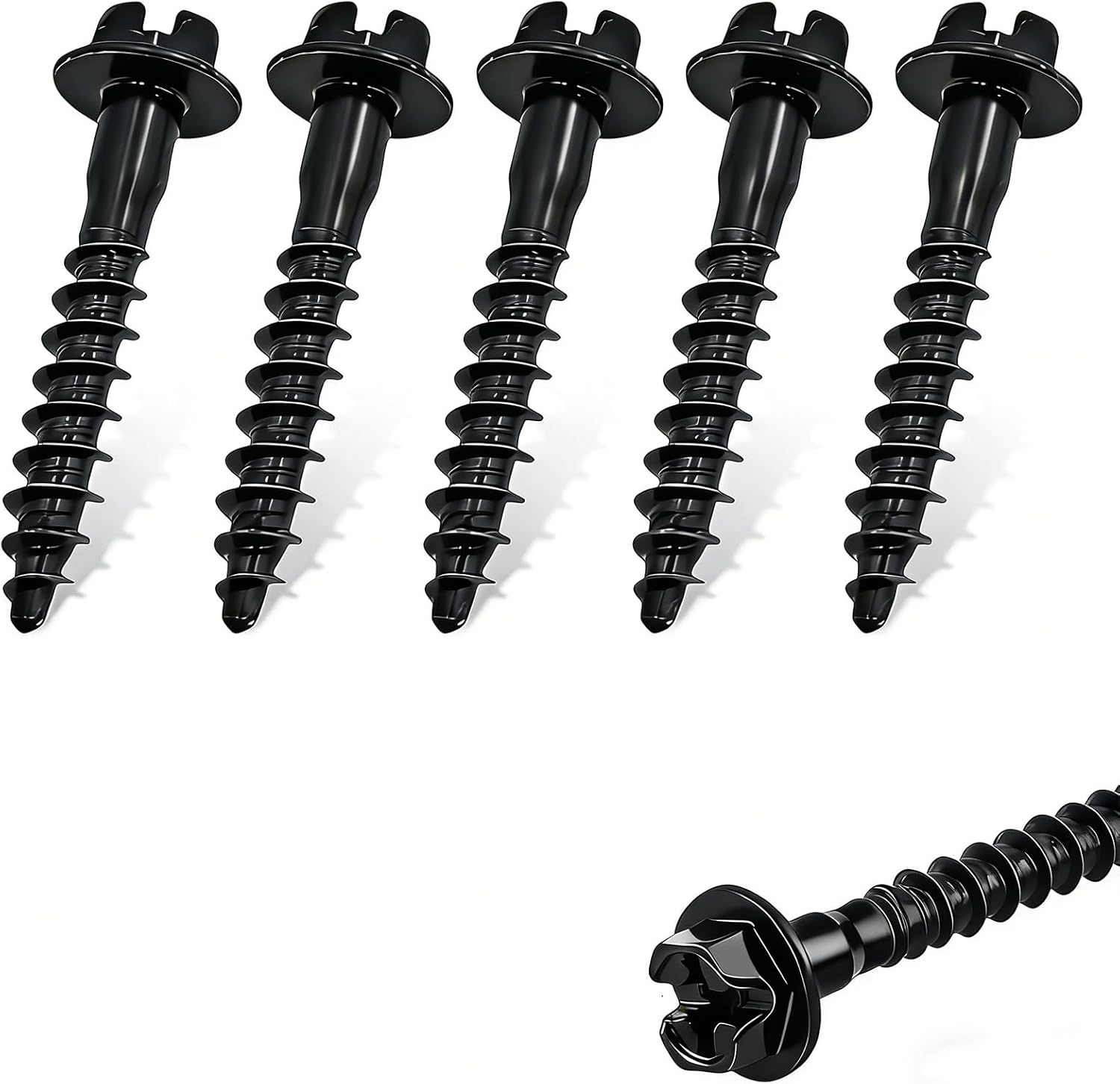 Ferianl air box screw set front view showing five pieces of black steel replacement bolts.