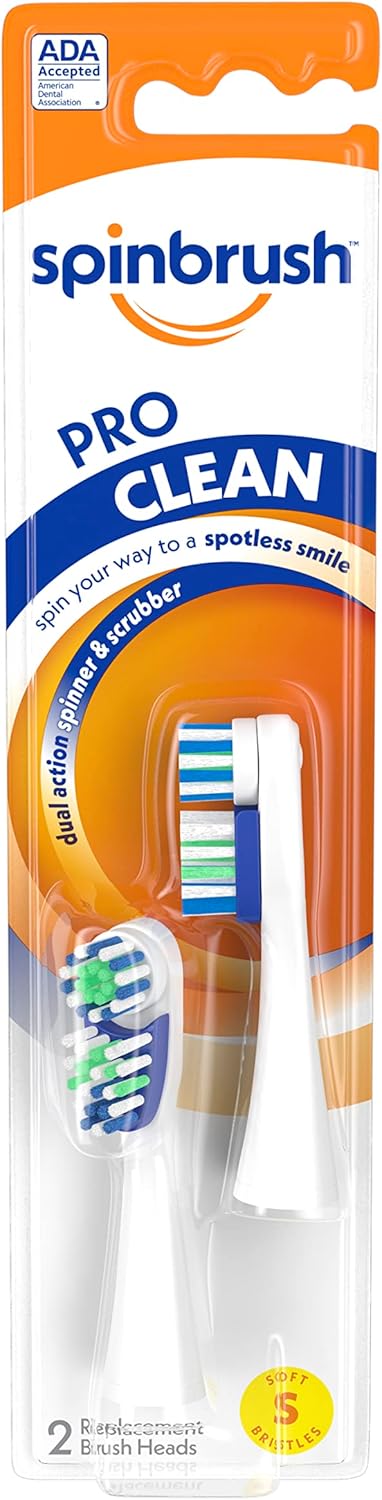 Spinbrush Pro Series Daily Clean Battery Toothbrush Refills, Soft,2 Count - Image 1