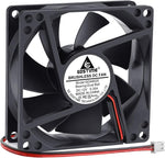 GDSTIME 80mm High Speed Brushless DC 12V Cooling Fan front view showcasing durable black plastic frame and impeller blades.