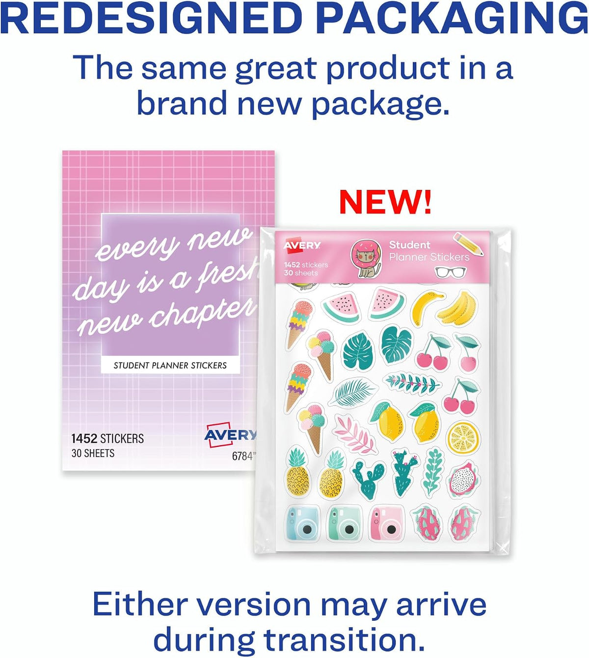 Avery planner sticker sheets layout display