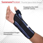 Sammons Preston wrist brace worn on left hand showing finger mobility