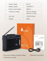 Arsvita cassette player packaging and included accessories