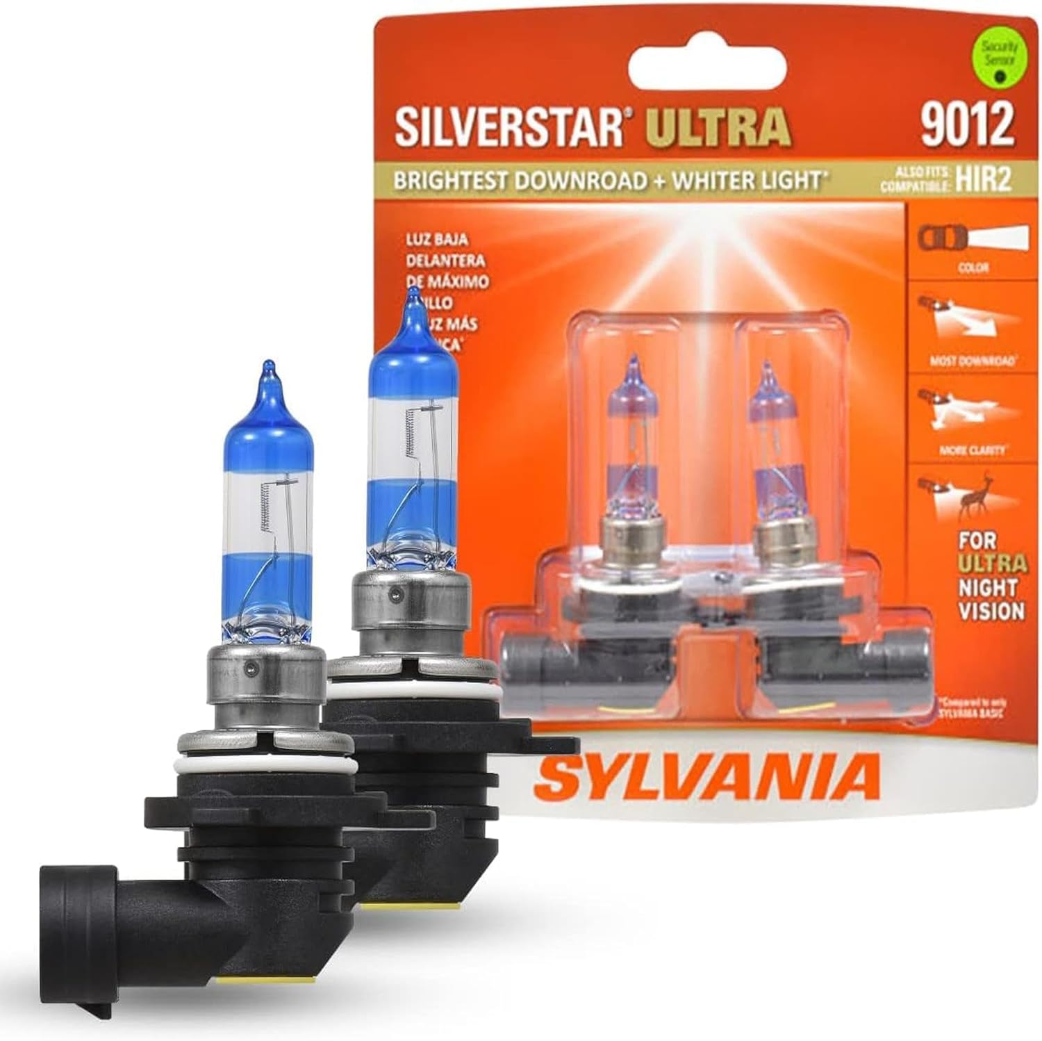 Sylvania 9012 SilverStar Ultra headlight bulbs front view