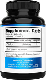 Dorado Nutrition L-Citrulline 360 capsules supplement label details