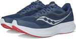 Saucony Men's Cohesion 18 running shoe front view in navy and cloud