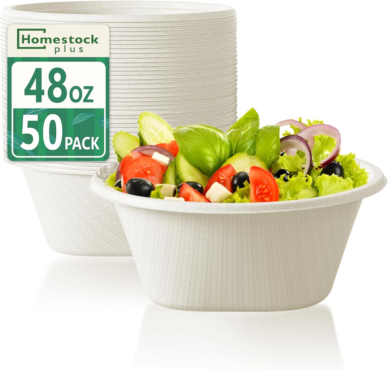 Homestockplus 48 Fluid Ounce Compostable Disposable Bowl white eco-friendly tableware