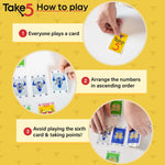 AMIGO card game components including number cards and rule sheet