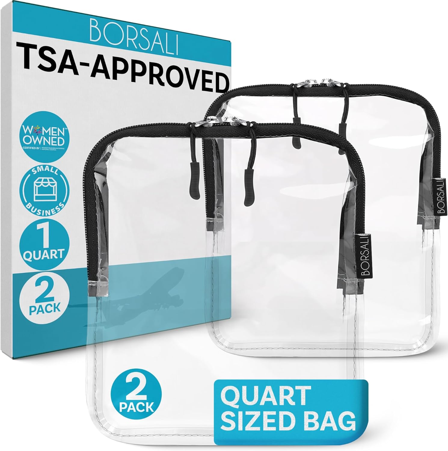 Borsali TSA approved clear toiletry bag front view