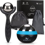 Nobility steel massage ball roller with ergonomic handle and black finish