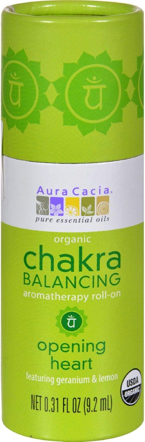 Aura Cacia Organic Chakra Balancing Roll-On, Opening Heart, 0.31 fluid ounce - Image 1