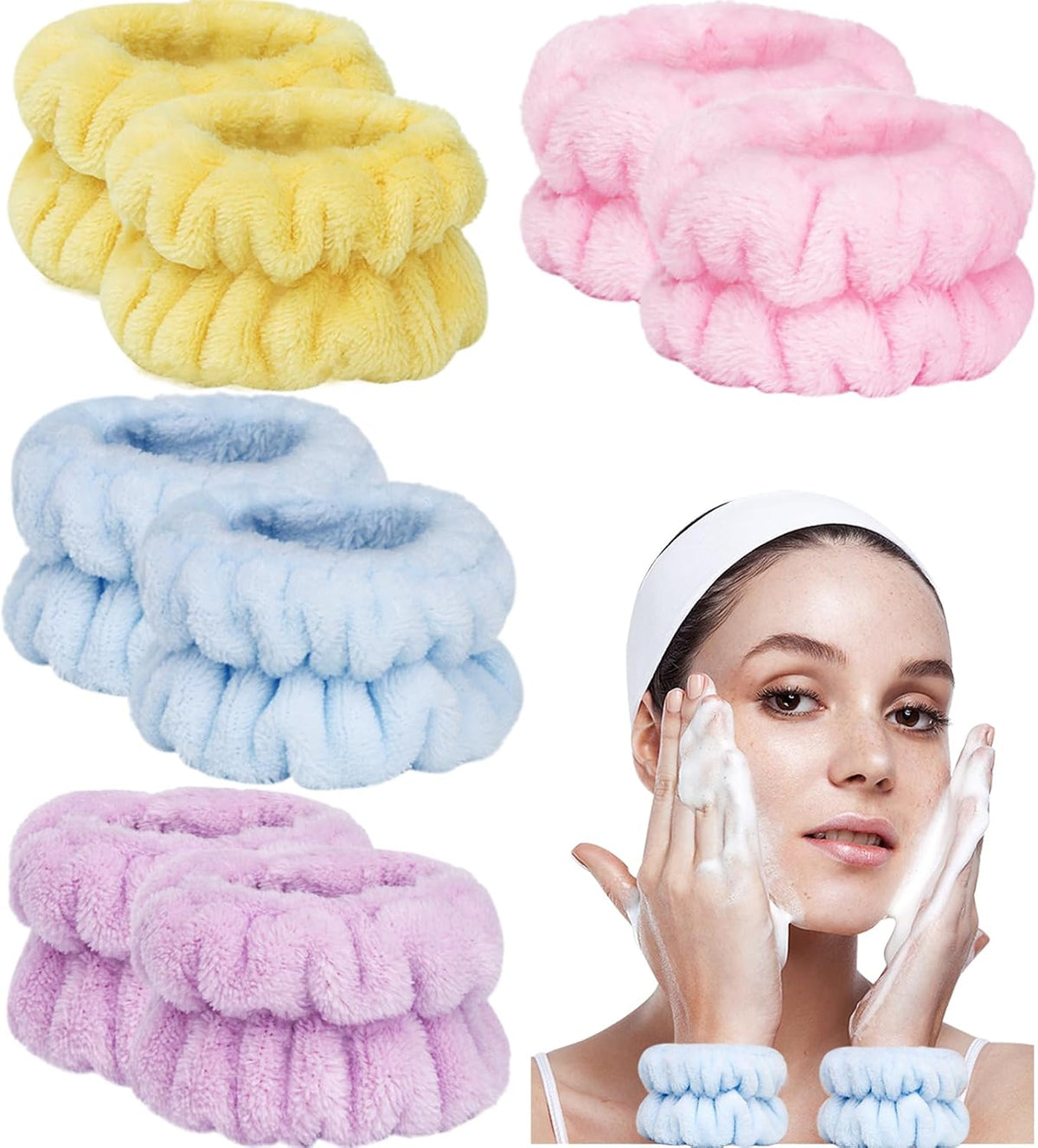 Wrist Bands for Washing Face, Arm Face Wash Wristbands, Wrist Towels Cuffs for Washing Face, Wrist Water Catcher, Microfiber Spa Skincare Sweat Wristbands for Women - Image 13