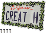 Creathome matte black zinc alloy license plate holder angled view