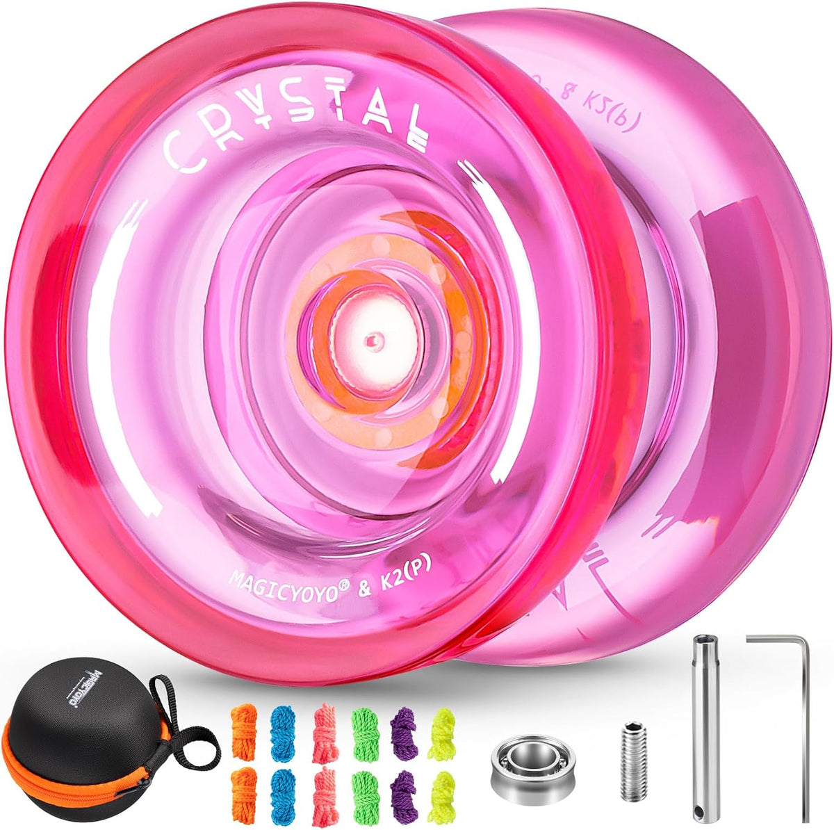 MAGICYOYO K2 Plus Professional Yoyo Fingerspin Trick Yoyo for Kids& Adults | Responsive Yo-yo for Beginner, Replacement Unresponsive Bearing with 6 Yo yo Strings+Bearing Remover (Crystal Orange) - Image 12