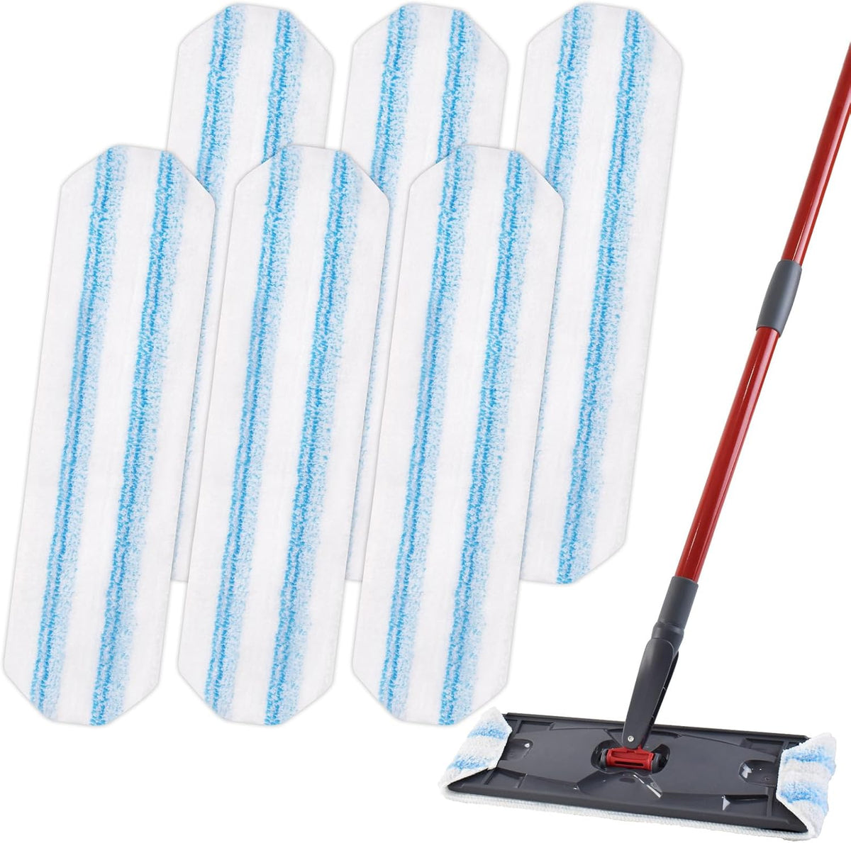 DLAIMI mop replacement pads six pack front view showcasing microfiber texture.