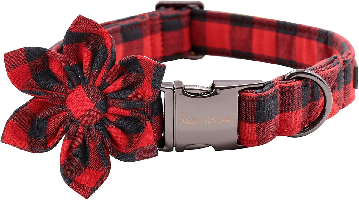 Unique Style Paws dog collar with bow displayed flat on surface.