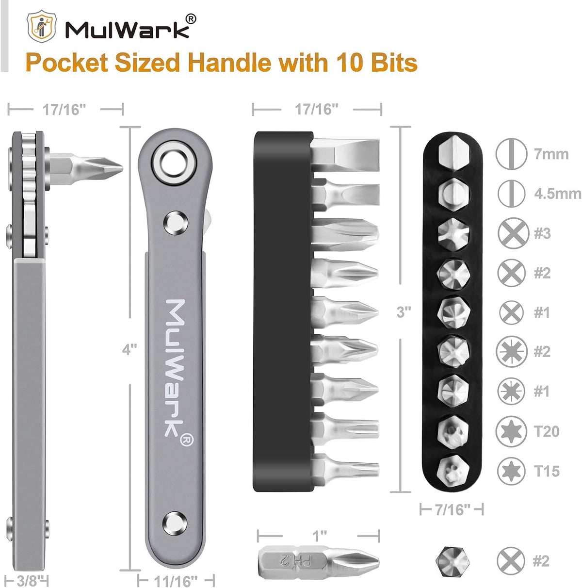 MulWark close quarters screwdriver set in organized cartridge case