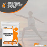 Back panel of BulkSupplements Vitamin B3 showing clean ingredients list and supplement facts for metabolic support.