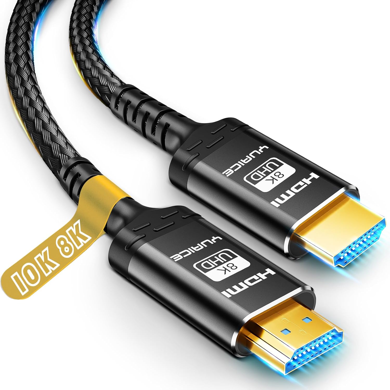 Yuaice 8K HDMI cable front view showing gold plated connectors