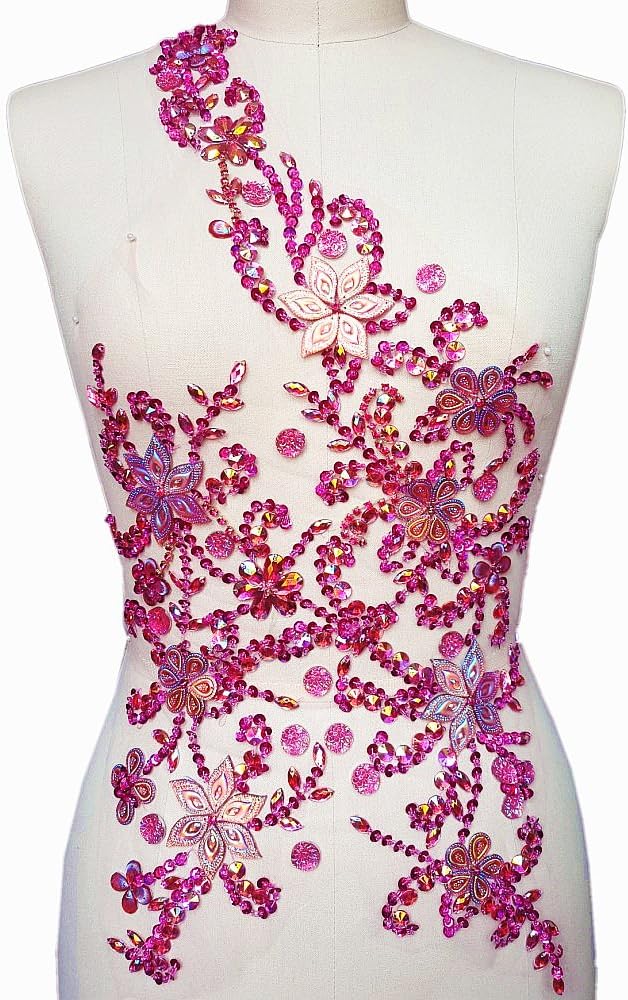 Succi Shan beaded wedding applique mesh backing view