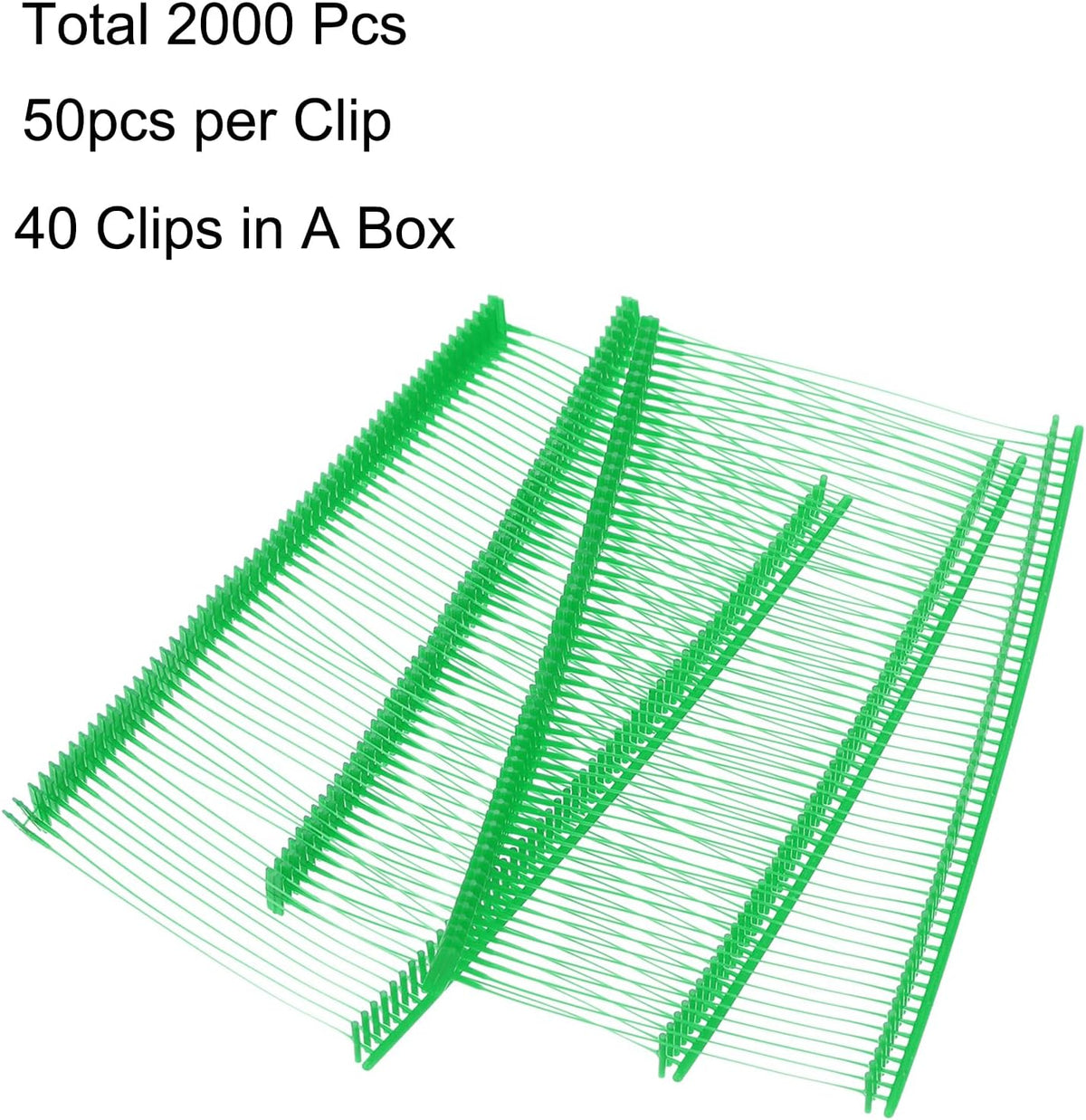 Close up of polypropylene tag pins clip design
