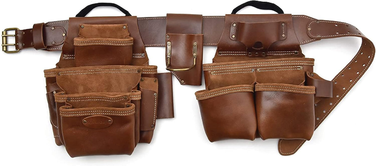 Style n Craft Leather Framer's Tool Belt Combo - 4 Piece Set for Men - Full-Grain Leather with 17 Pockets, Tape Holder & Hammer Loop - Heavy Duty Nylon Stitch - Ideal Carpenter's Tool Belt - Image 11