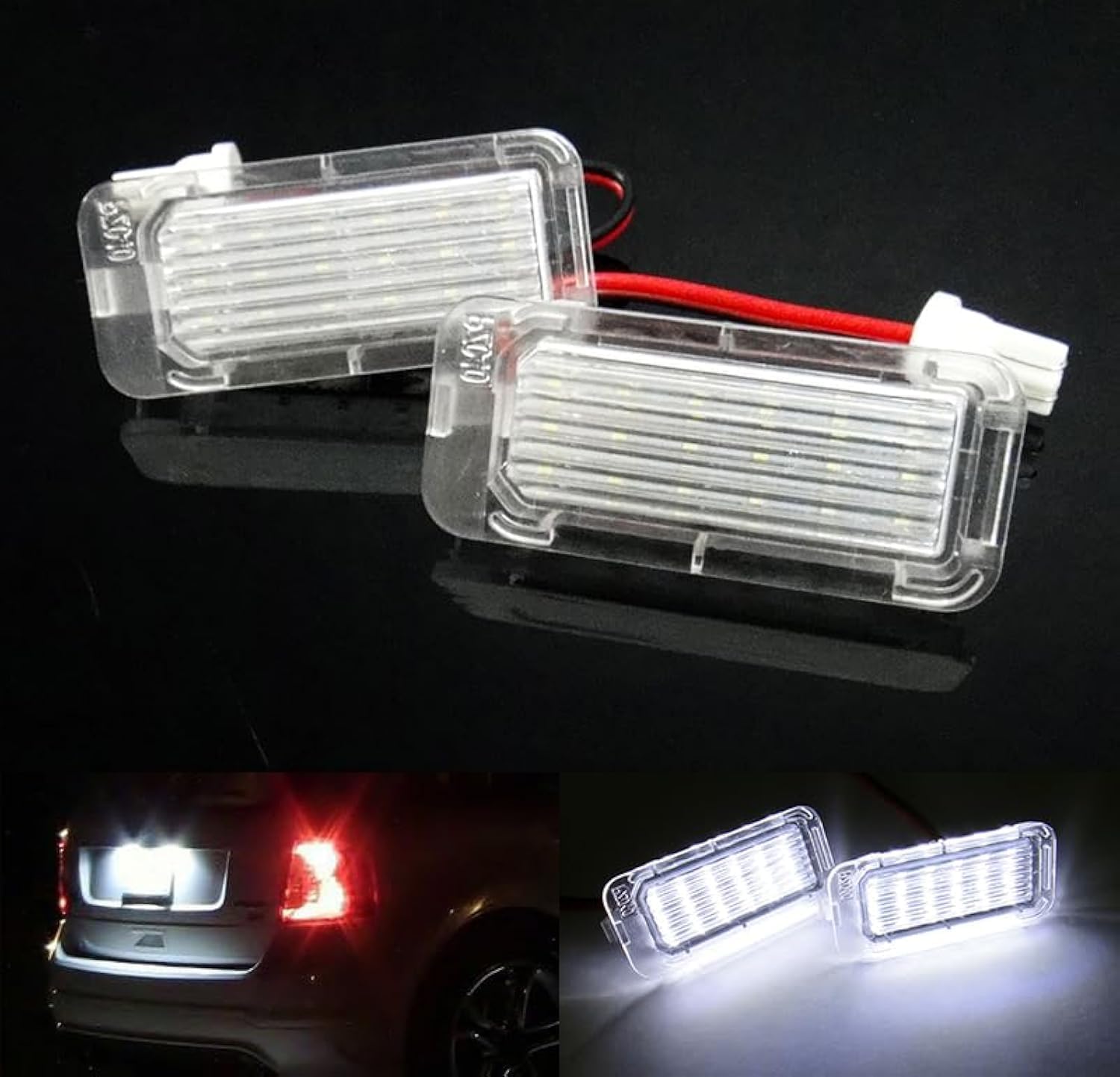 RZGMTSPT LED license plate light front view showing clear lens and connector