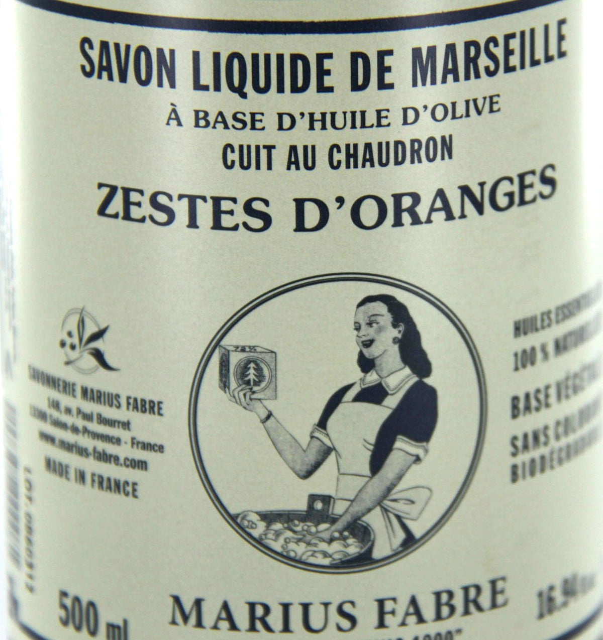 Marius Fabre liquid soap label details and ingredients display