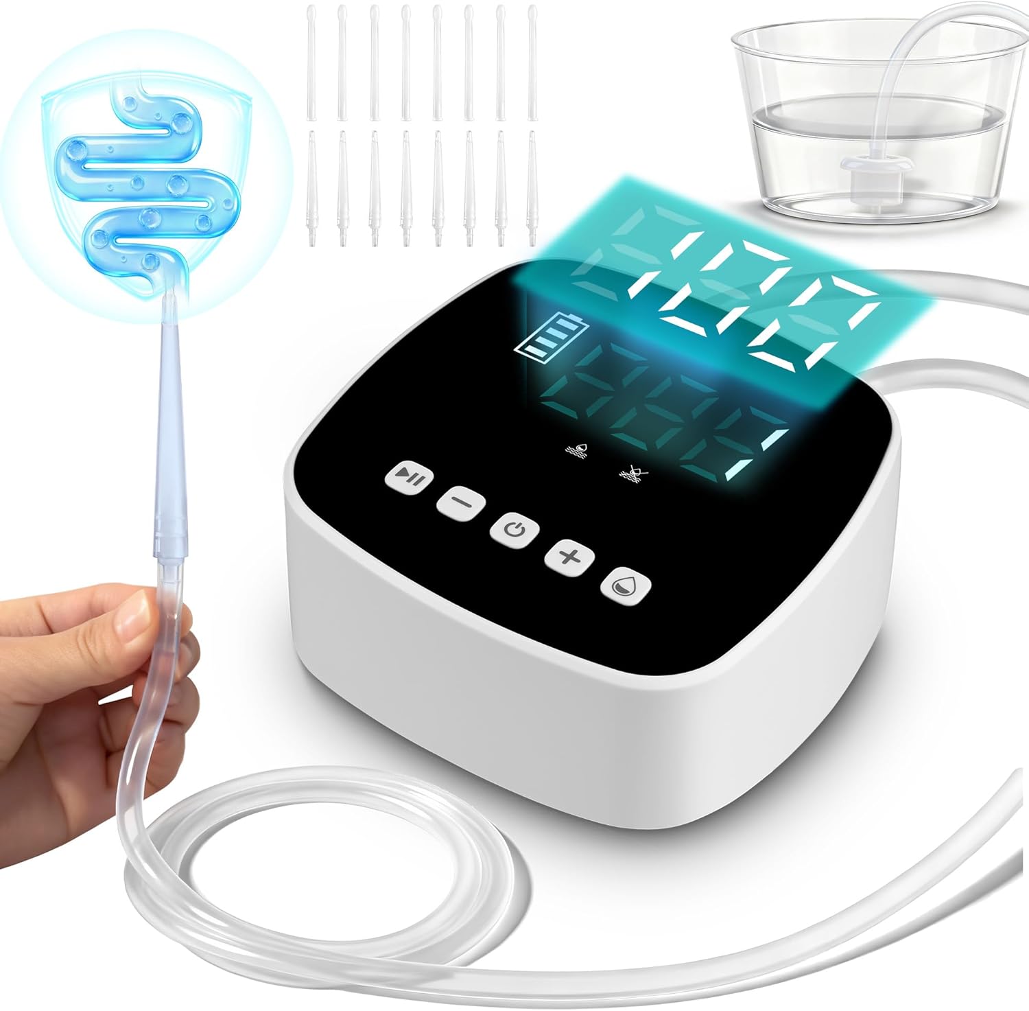 Enema Kit with Dual Nozzles, Detox Colon Cleansing for Women Men, Organic Coffee Enema Use, Coffee Cleanse Kit with 100-Level Pressure, Water Flow Control & LCD Display,External Water Supply - Image 1